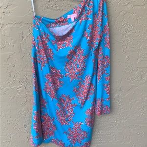 Lilly Pulitzer coral me crazy one sleeve dress